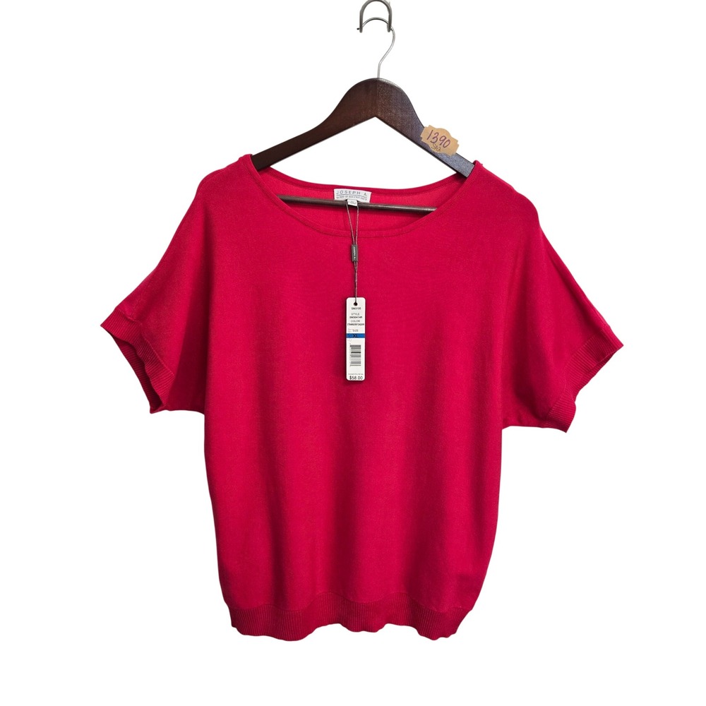 Joseph‎ A Strawberry Daquiri Pink Knit Short Sleeve Sweater XL SM30414B NWT